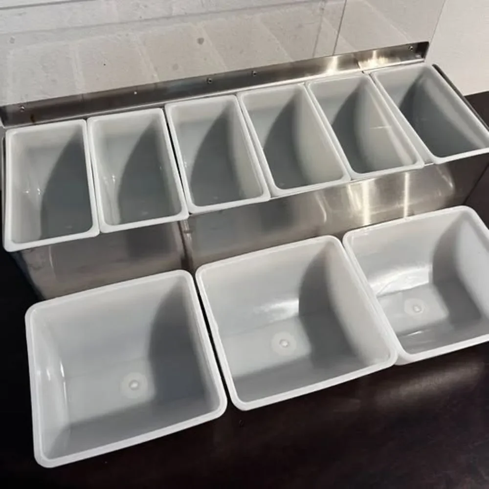 San Jamar B6186L EZ-Chill 6-Compartment Stainless Steel Condiment Bar - Picture 2 of 3